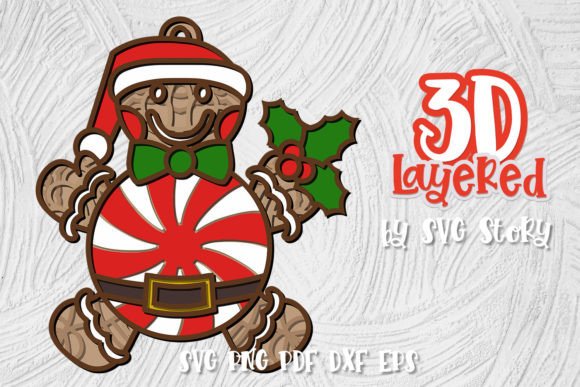 3D Christmas Candy Peppermint Candy 04