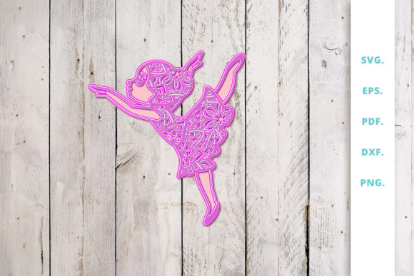 3D Cute Ballerina Mandala Design