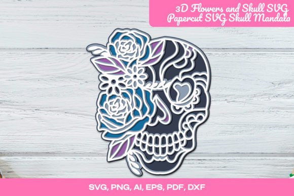 3D Flowers and Skull SVG Papercut: Creative Craft Files for Stunning Designs