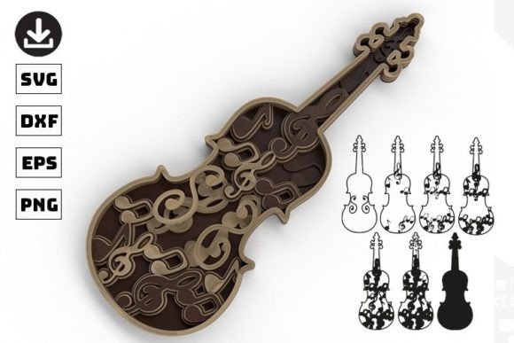 3D Violin SVG Cut File for Cricut and CNC Projects
