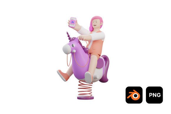 3D Woman Riding a Unicorn: A Magical Asset for Creative and Professional Projects