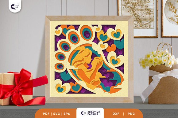 Baby Feet with Mom 3D Shadow Box SVG: A Creative Expression of Maternal Love