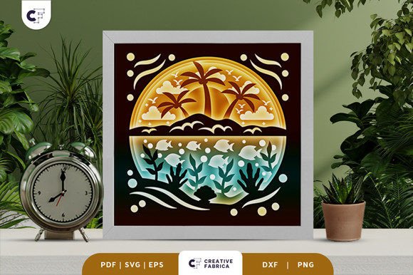 Beach Sunset View 3D Shadow Box – A Beautiful Blend of Art and Technology