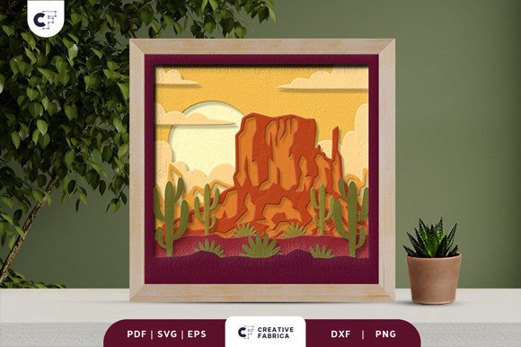 Canyon Sunset 3D Shadow Box: A Layered Artwork for Creative Minds