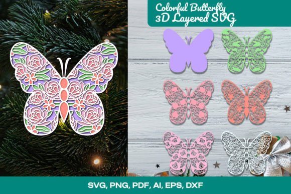 Colorful Butterfly 3D Layered SVG: A Versatile Design Asset for Creative Workflows