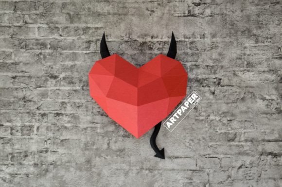 Devil Naughty Heart 3D Paper Sculpture