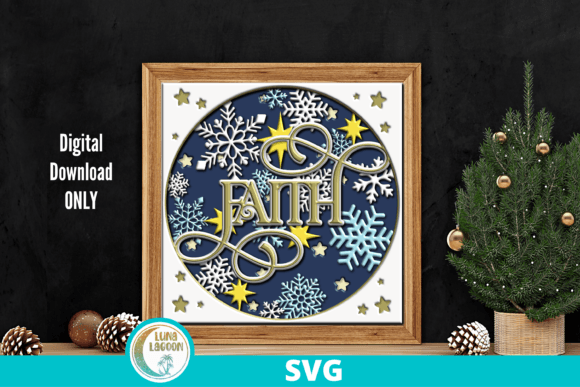 FAITH 3D SVG Design for Shadow Box: A Symbol of Christmas Spirit and Creativity