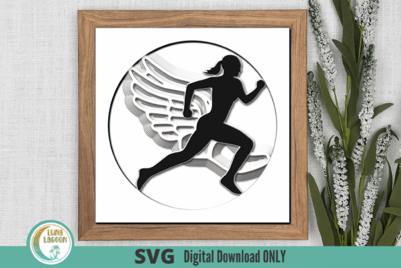 FEMALE RUNNER 3D Svg for Shadow Box – A Unique Layered Papercraft Gift Idea