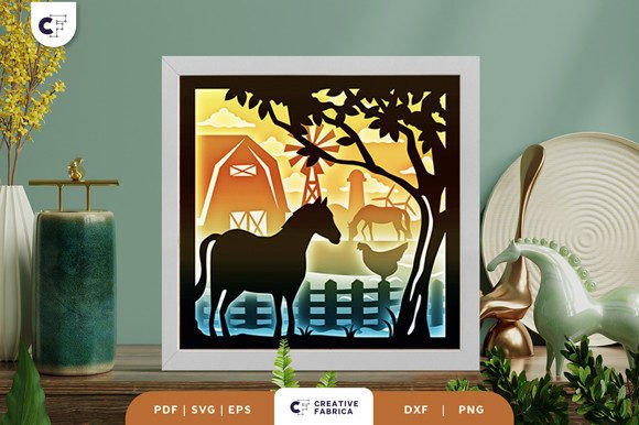 Horse and Farmhouse 3D Shadow Box for Creative Crafters