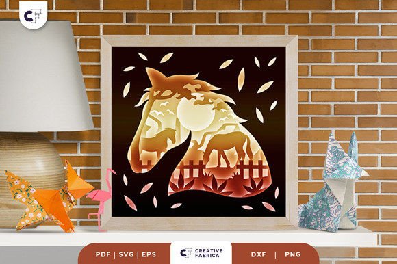 Horse Head Silhouette 3D Shadow Box for Creative Projects