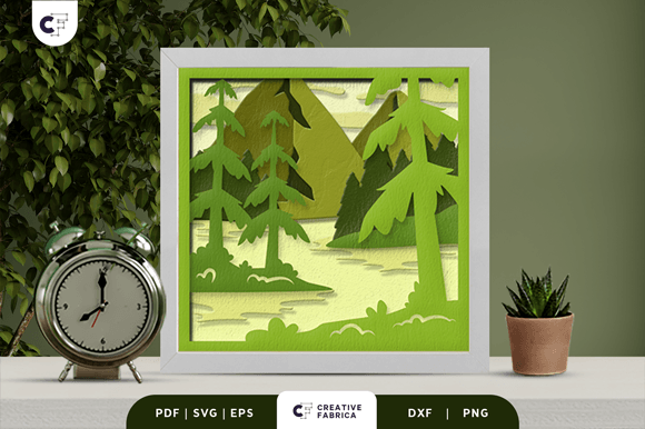 Large River in the Forest 3D Shadow Box