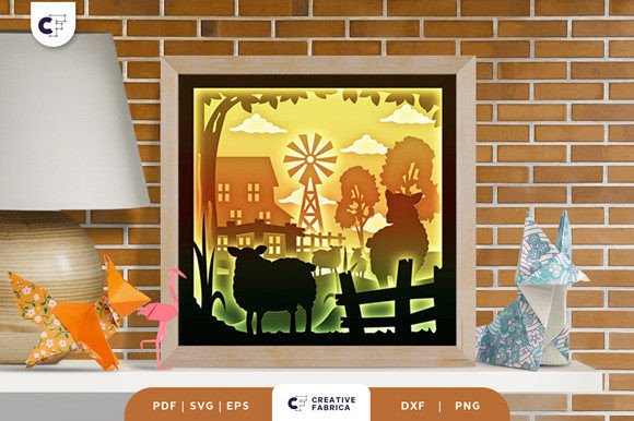 Sheep in the Farm 3D Layered Paper Cut