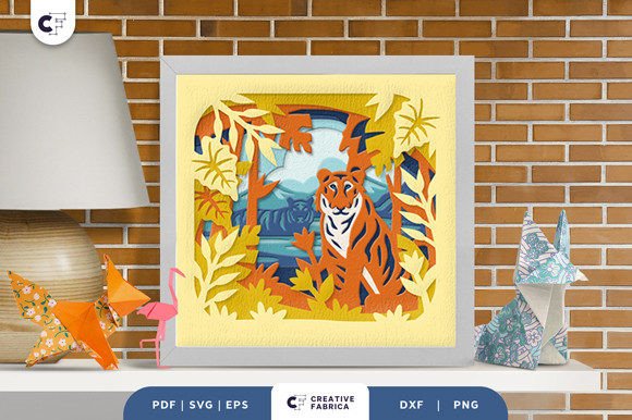 Tiger Walking on a Wetland 3D Shadow Box – A Creative Way to Bring Nature Home