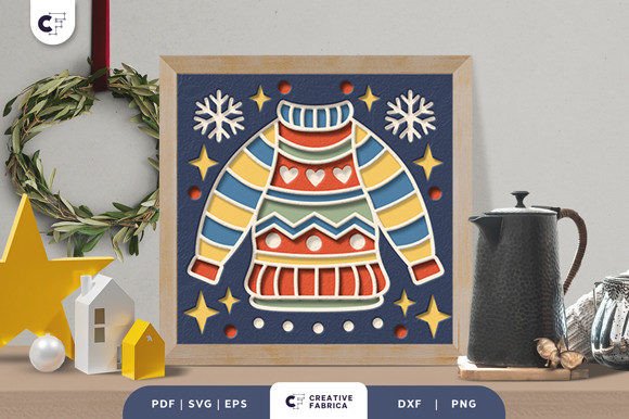Ugly Sweater 3D Shadow Box Papercut – A Creative Addition to Your Seasonal Projects