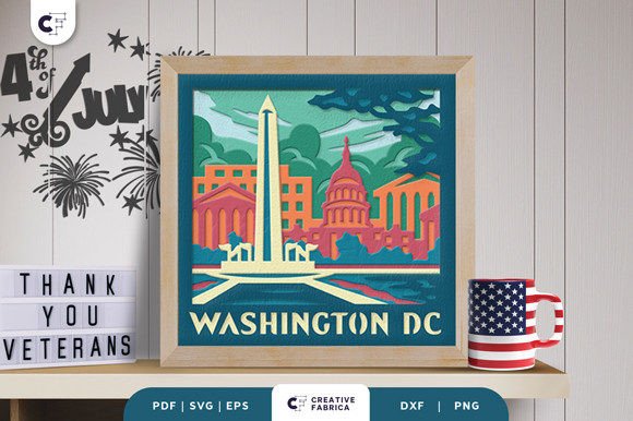 Washington DC 3D Shadow Box Papercut