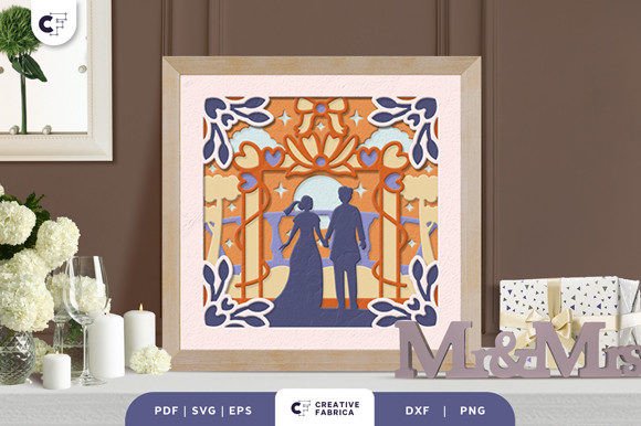 Wedding Couple from Back 3D Paper Cut – Creative Possibilities